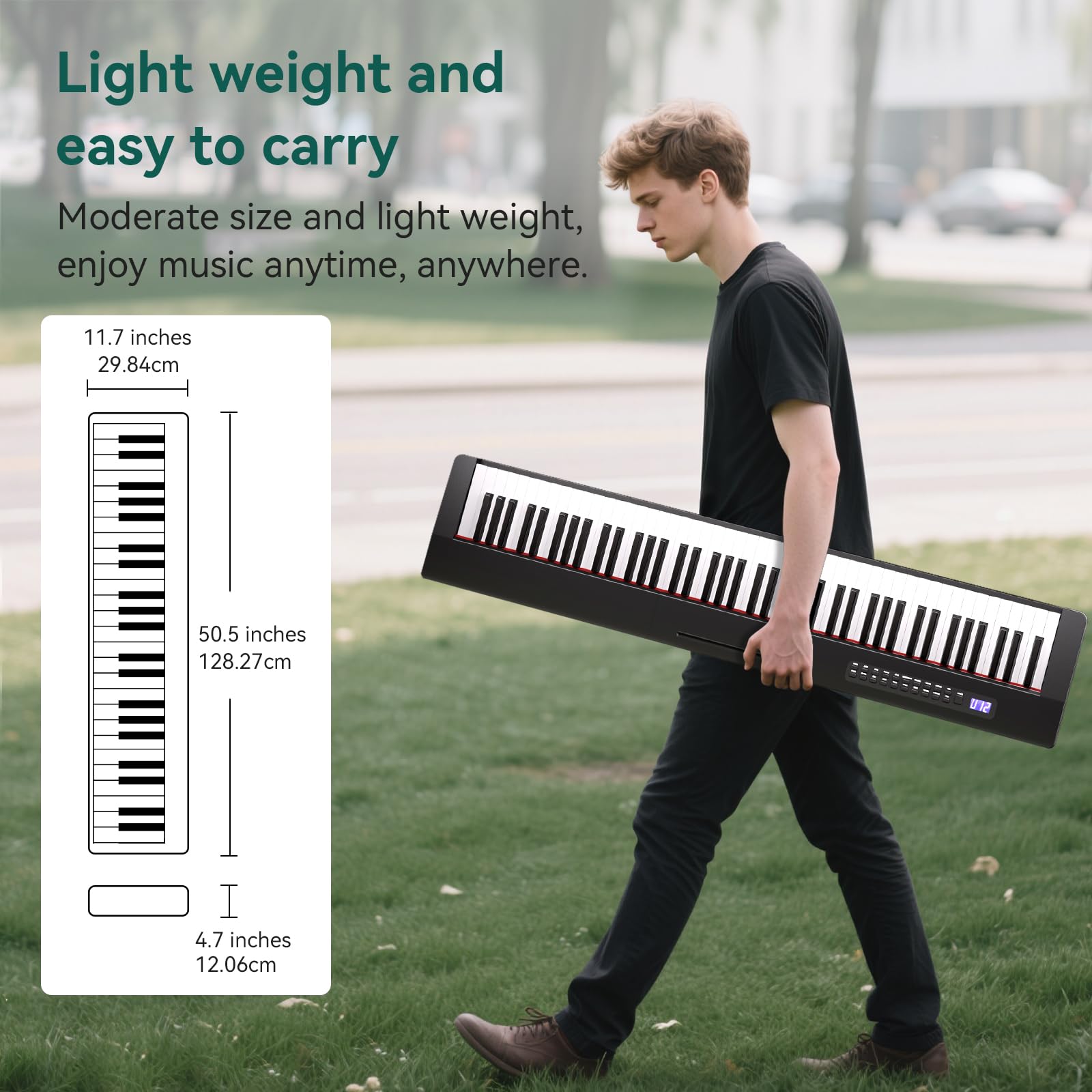 Rosen P21 Tastiera Semi-Pesata 88 Tasti Pianoforte Digitale per Principianti, Pianoforte Elettrico Portatile con Pedale di Sostegno e Alimentazione, Bianco