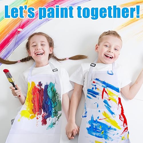 Miniatura 5 de Handepo 30 Pcs Children Artists Aprons Adjustable Chef Apron Kids Painting Aprons for Cooking Kitchen Grilling Painting