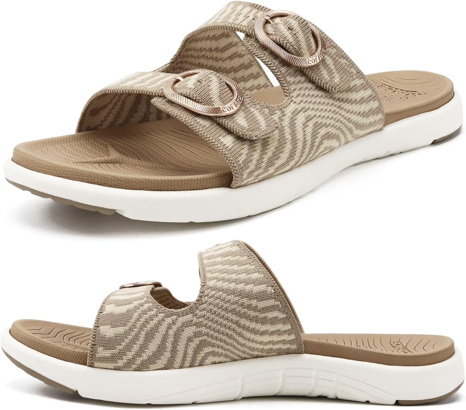 COFACE Womens Sandals Comfortable Orthopedic Orthotic Recovery Ladies Plantar Fasciitis Walking Cushioned Cloud Slip On Slides for Woman