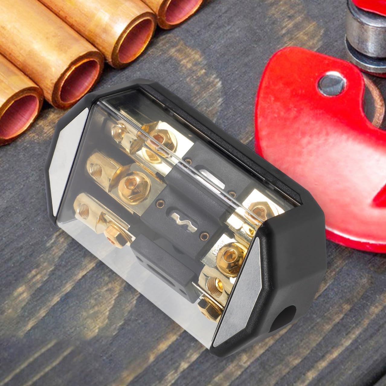 Alipis Car Modification Fuse Holder Auto Audio Fuse Box High-power Amplifier Easy Install for Multi-function Use