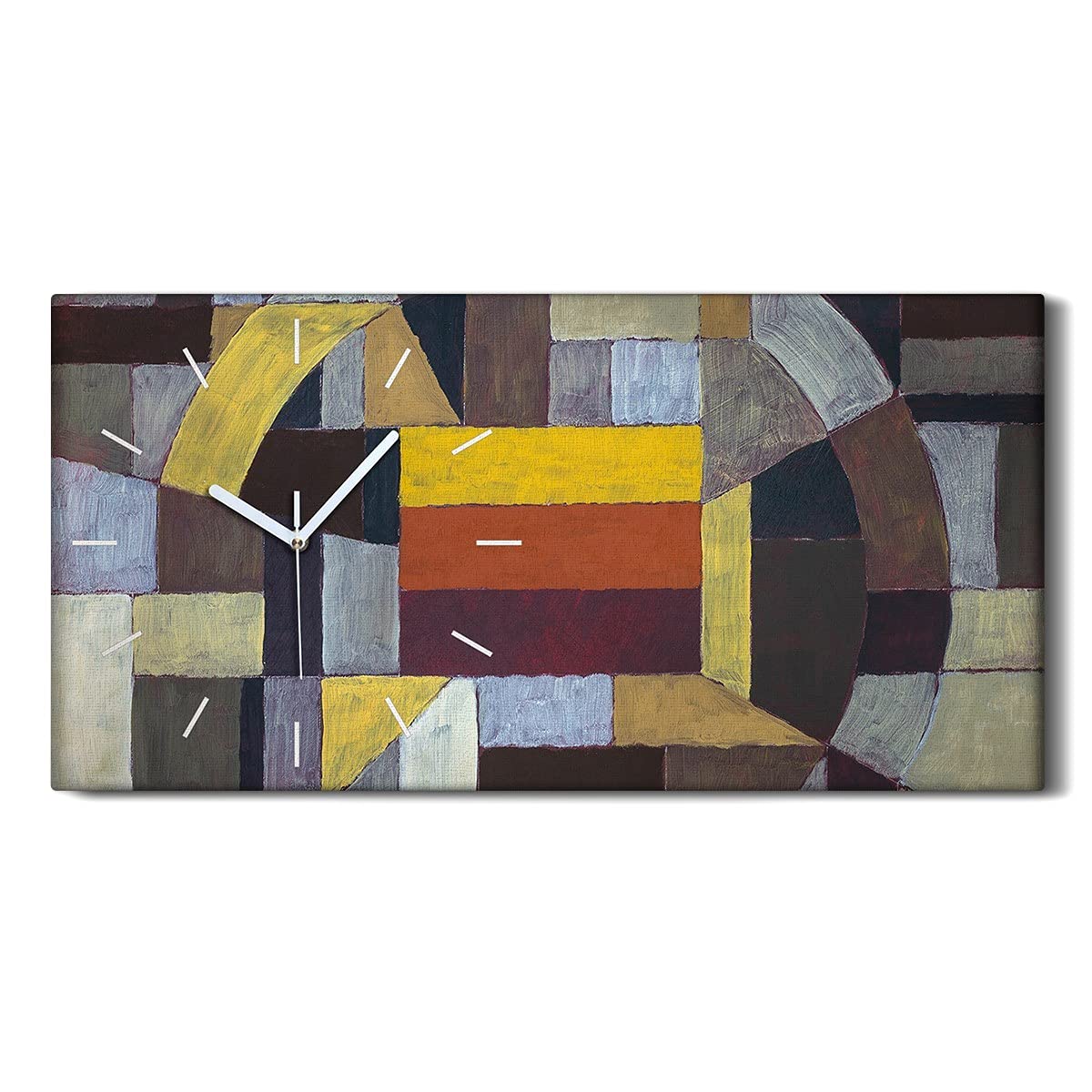Horloge sur toile moderne 60x30cm grand tableau mural abstrait salon silencieux