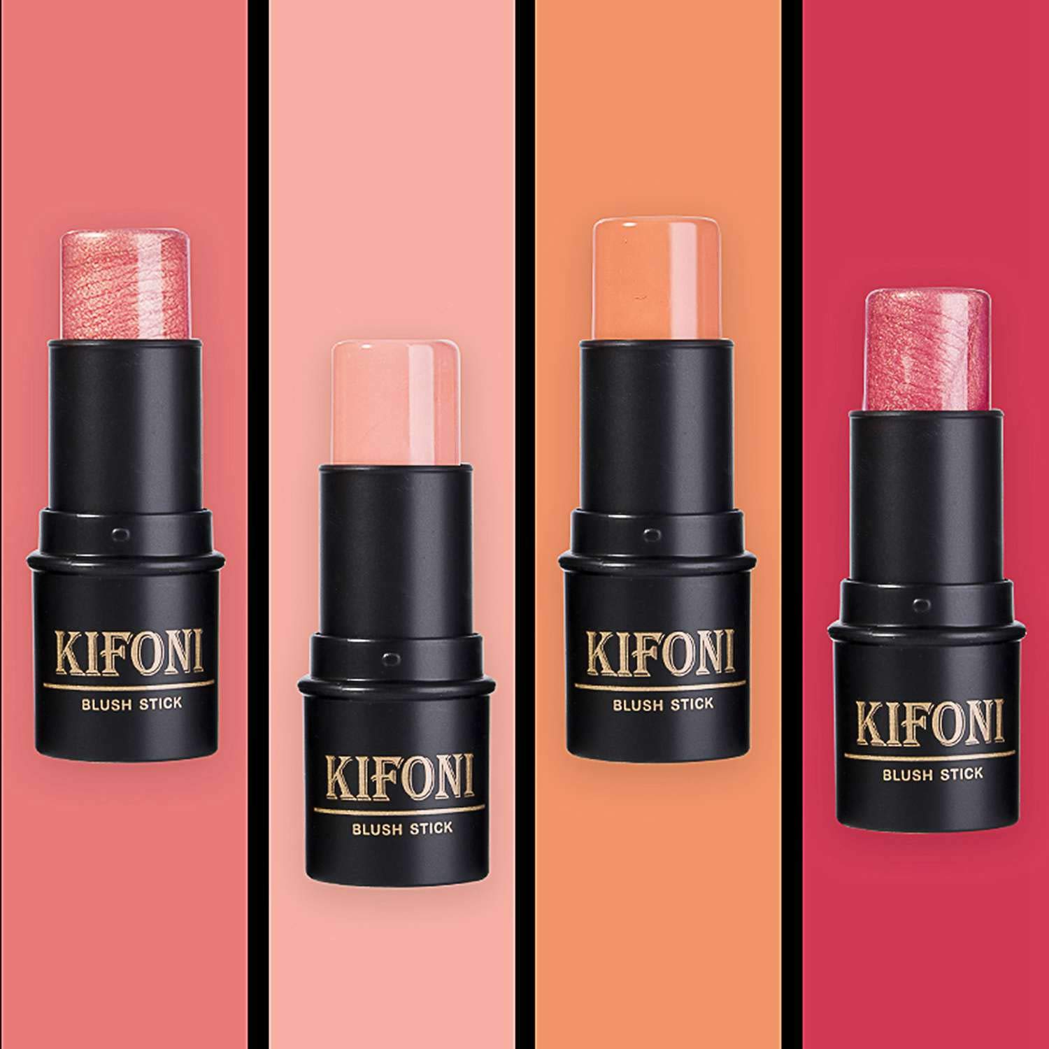 SUMEITANG 4 Colors Blush Stick Set, Cream Blush Stick for Blush Makeup