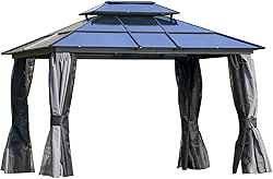 Outsunny 10' x 12' Hardtop Gazebo Canopy with Polycarbonate Roof,