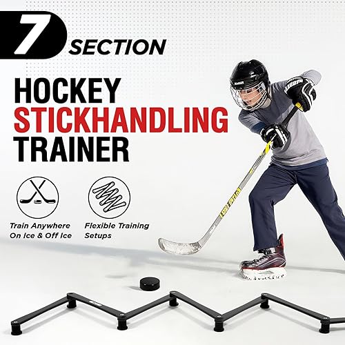 Miniatura 2 de Equipo de entrenamiento de hockey, entrenador de manejo de palos ajustable de 5 secciones7 secciones, ayuda para control de disco, velocidad y