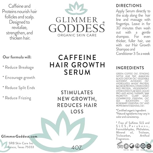 Miniatura 2 de Glimmer Goddess Suero estimulante del crecimiento del cabello con cafeína orgánica, reduce naturalmente la pérdida de cabello y ayuda a generar