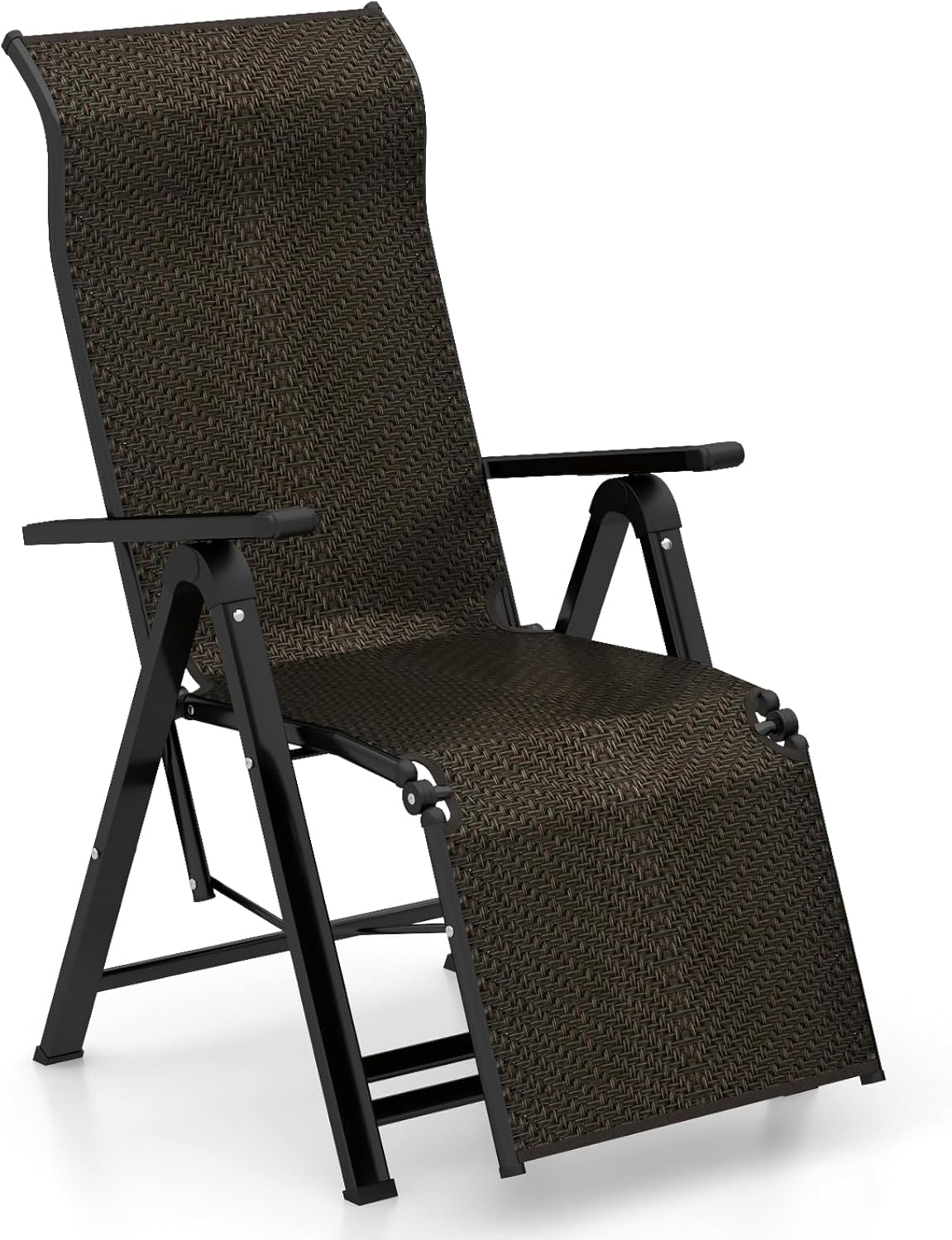 COSTWAY Sonnenliege Rattan, klappbarer Liegestuhl mit Verstellbarer