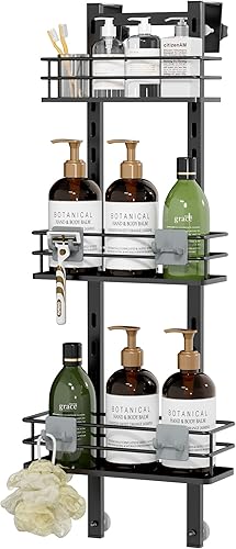 Orimade Organizador ajustable para colgar sobre la puerta de la ducha con ganchos, estante organizador de baño, estante de almacenamiento, cesta de