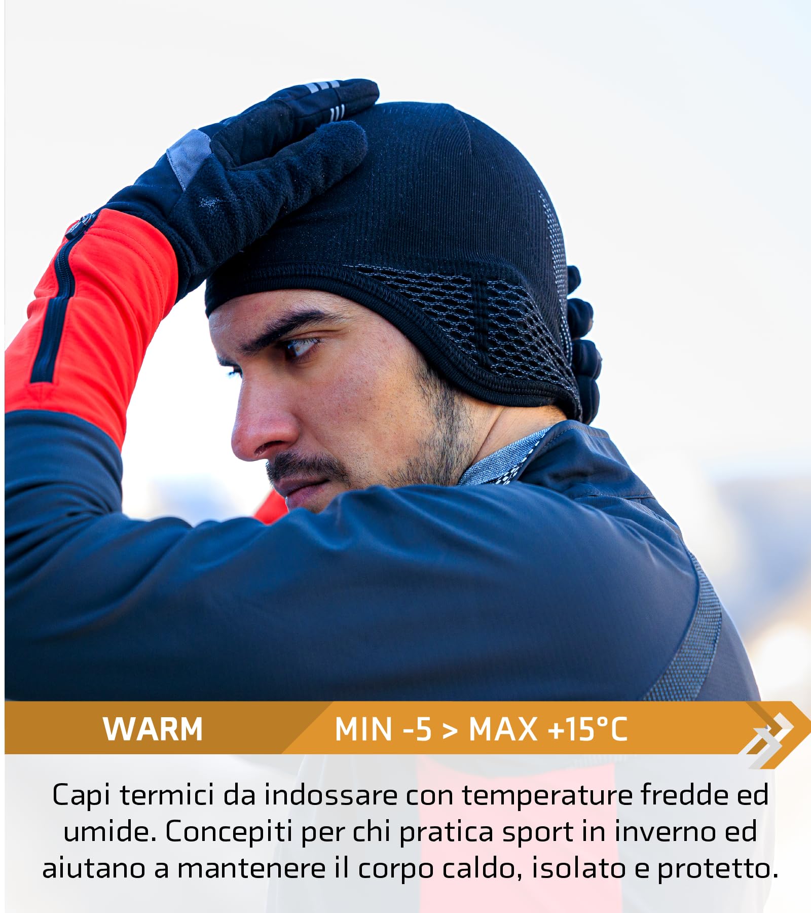BIOTEX Sottocasco Cap Warm 3.0 Termico Unisex, Sagomato sulle Orecchie, Ideale per qualsiasi Sport, Intimo Tecnico Sportivo, Nero
