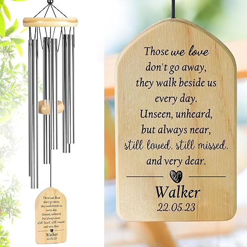 Miniatura 19 de Campanillas de viento cardenales – Campanillas conmemorativas personalizadas para seres queridos – Regalos de duelo y condolencias