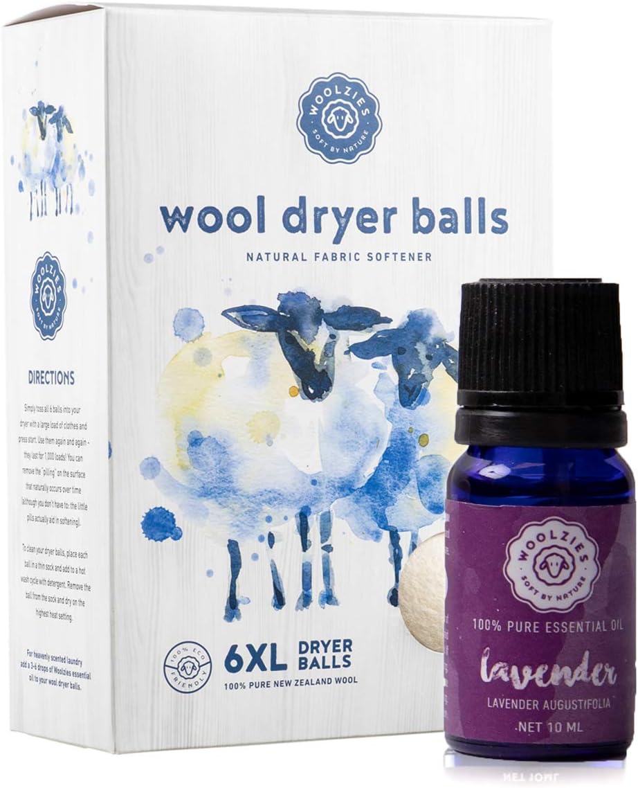 Woolzies Wool Dryer Balls Organic 6 XL Laundry Balls for