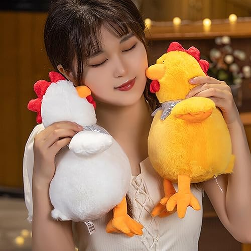 Miniatura 8 de Mukouxun Animal de peluche de pollo 2 piezas de 10 pulgadas de peluche de pollo relleno blanco+amarillo Pollo relleno de peluche de pollo de peluche
