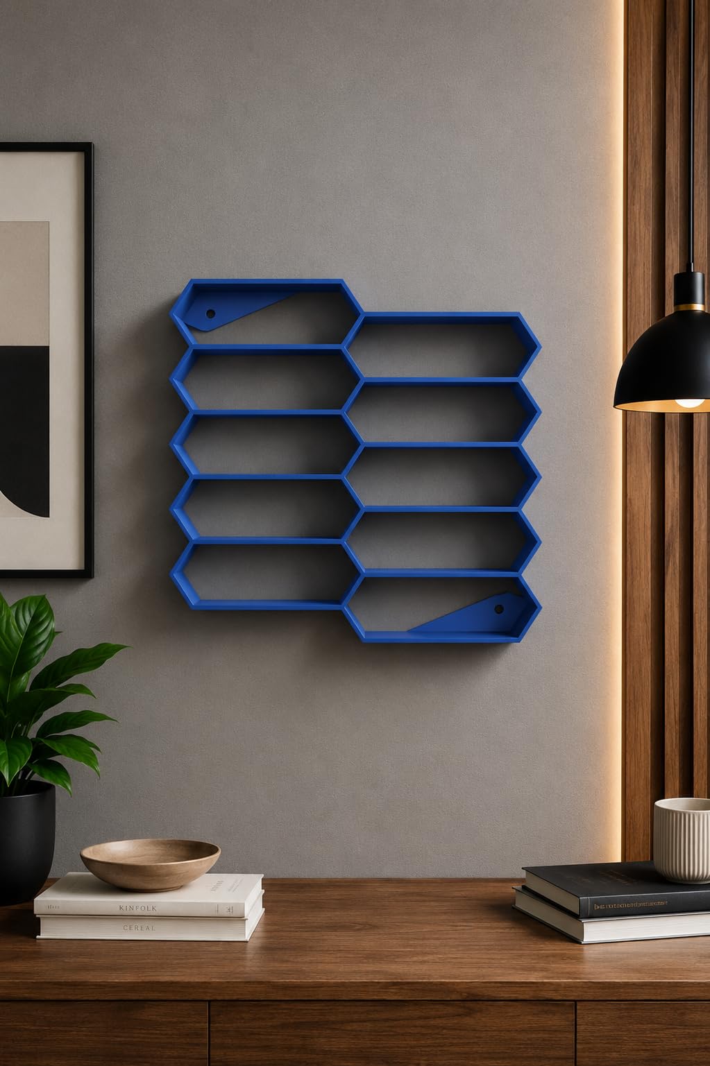 Honeycomb Wall-Mounted Display Shelf for Die-Cast Cars, White, Geometric Style-image-19