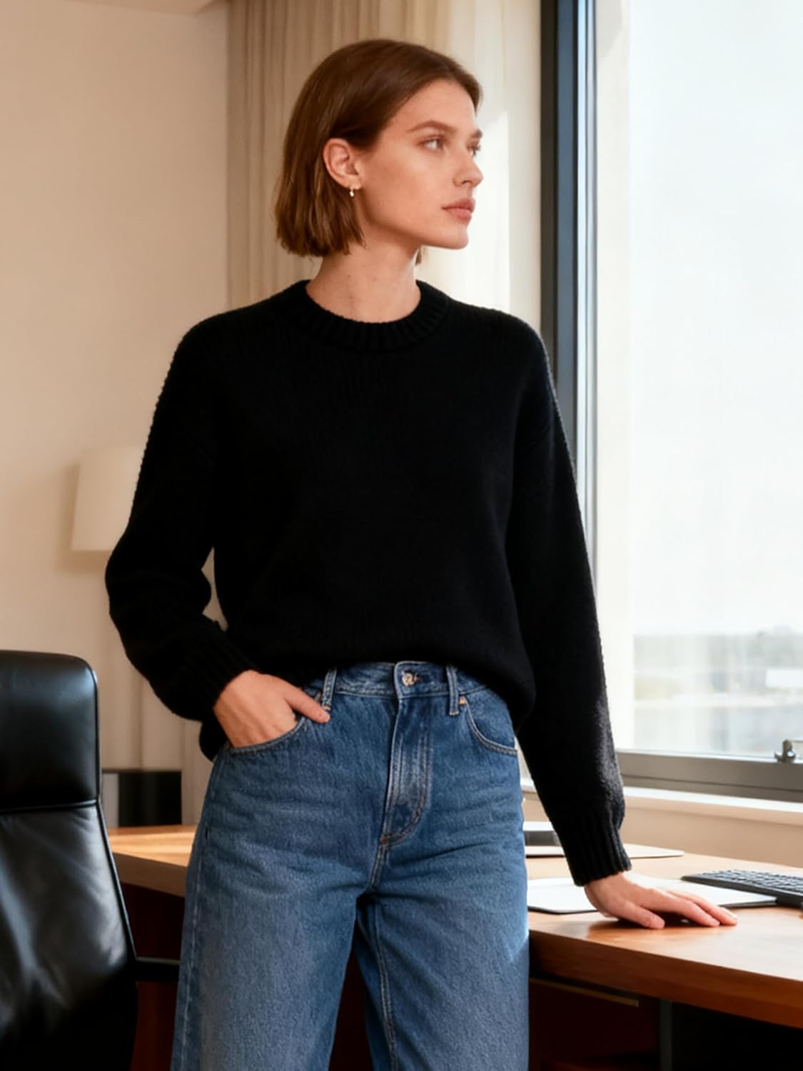 SANGTREE Women's Sweaters Crewneck Long Sleeve Soft Knit Pullover Jumper Tops Casual Fall Sweaters - Image 4