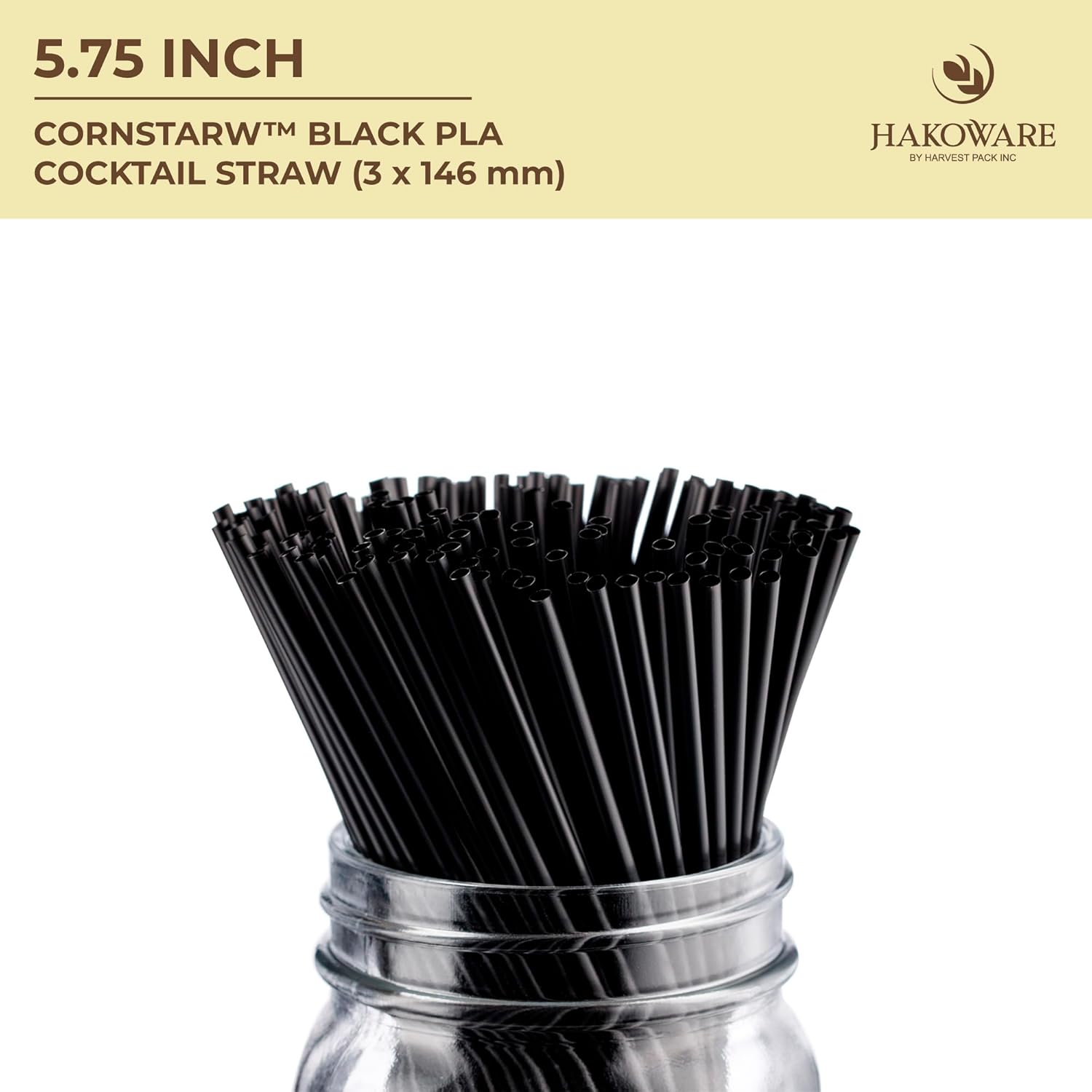 [500 COUNT] CORNSTRAW 5" Short Cocktail Straws, Black PLA Cornstarch Plastic-Free Disposable Small Drink Stirrer, Swizzle Sticks, Mixer, for Cold Drinks, whiskey, Bar, Club, Party - Image 7
