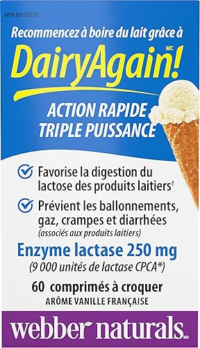 Miniatura 9 de Webber Naturals Enzima Lactasa Dairy Again, 60 tabletas masticables