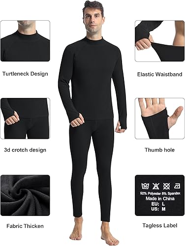 Miniatura 4 de Runhit Mens Thermal Underwear SetFleece Lined Long Johns for Men Thermal Shirts and Pants Base Layer Cold Weather Thermals