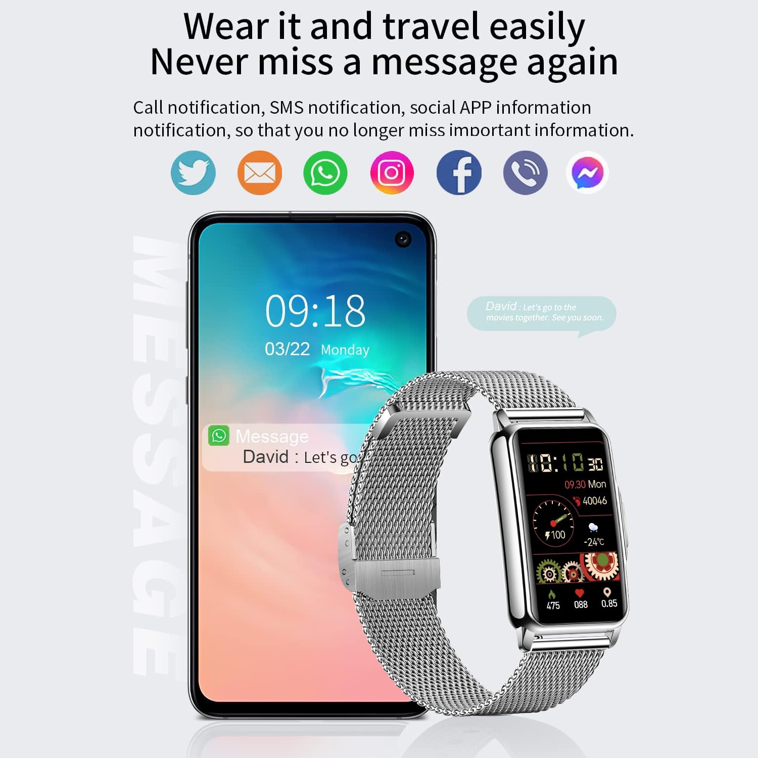 Smartwatch Damen 1,47 Zoll Armbanduhr mit IP68 Wasserdicht Fitness tracker Sportuhr mit Zwei Wochen Standby SpO2 124 Trainingsmodi Herzfrequenzmessung Schlafmonitor, Musikkontrolle Android iOS