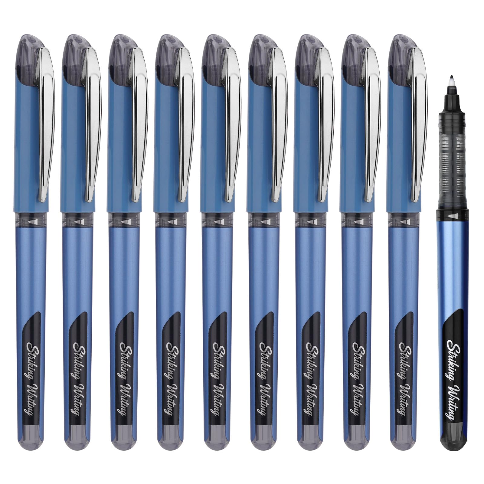 EYEYE Felt Tip Rollerball Pens, 1.0mm 10 Black Signature Pen for Writing Drawing Notes Taking School Office and Signature
