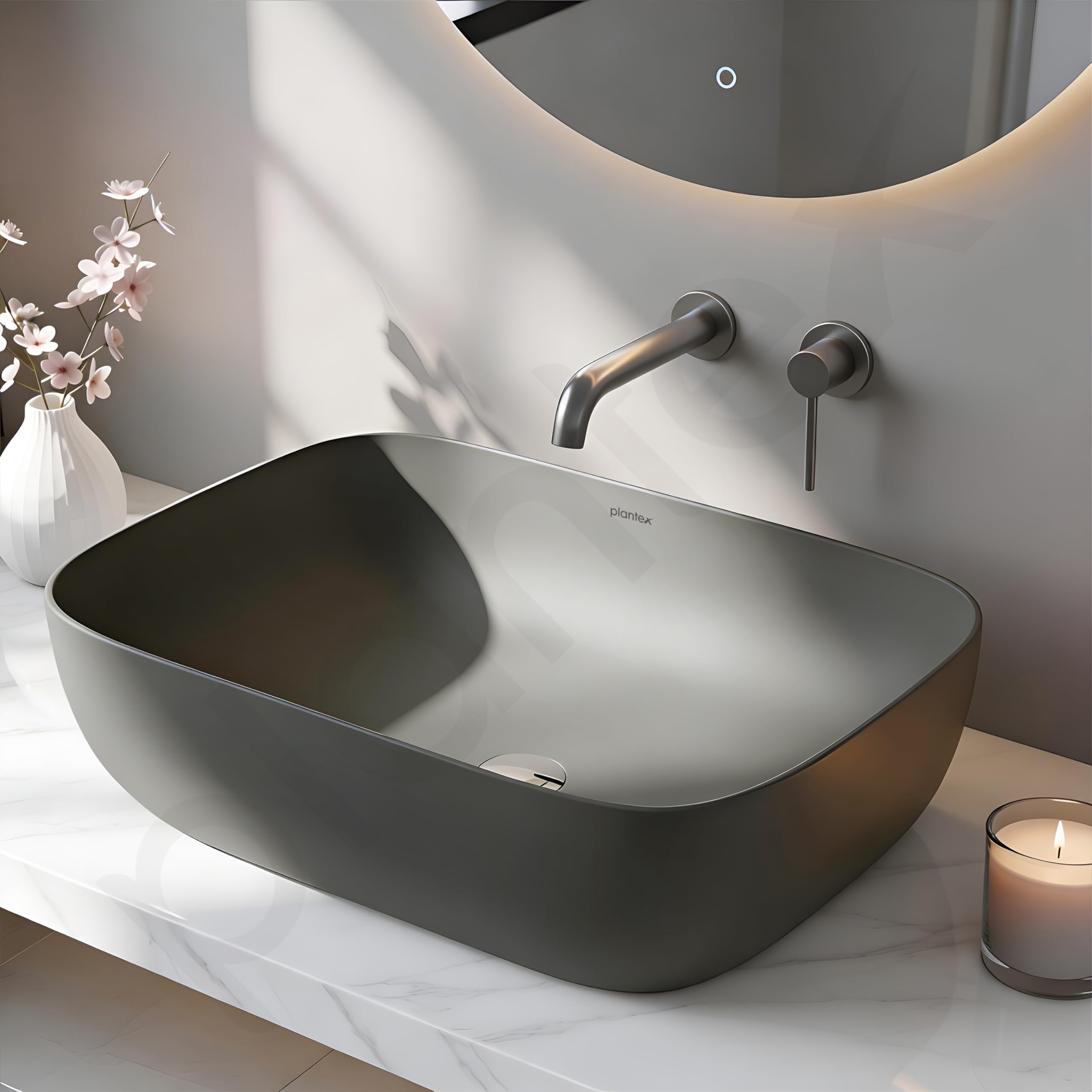 Plantex Ceramic Wash Basin - Cloud Grey -8