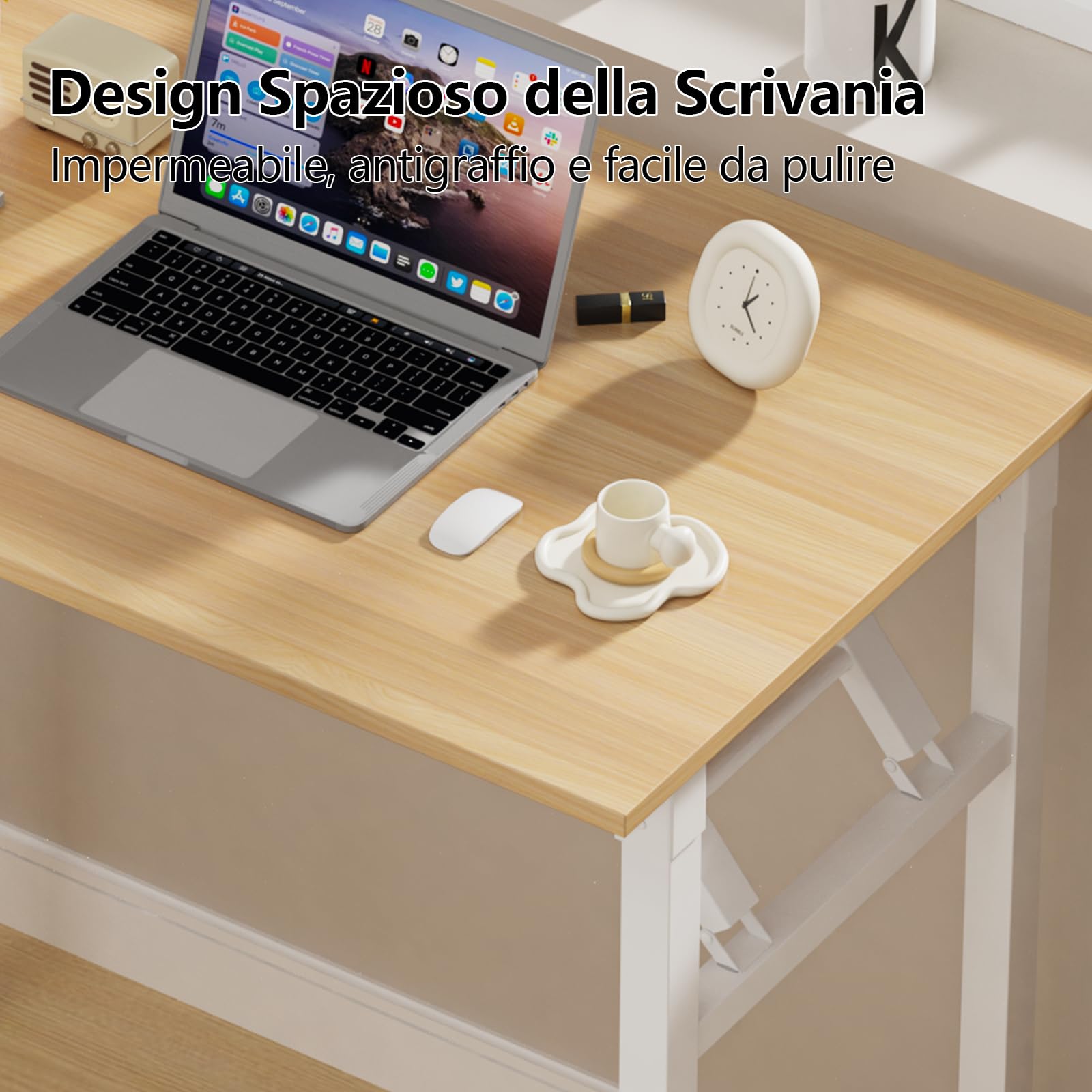 Scrivania Pieghevole Postazione di Lavoro per Ufficio, Tavolo da Scrivania Pieghevole per PC, Quercia Tavolo da Tavolo, Scrivania Ufficio Piccola, Tavolo da Lavoro 80x50x76cm