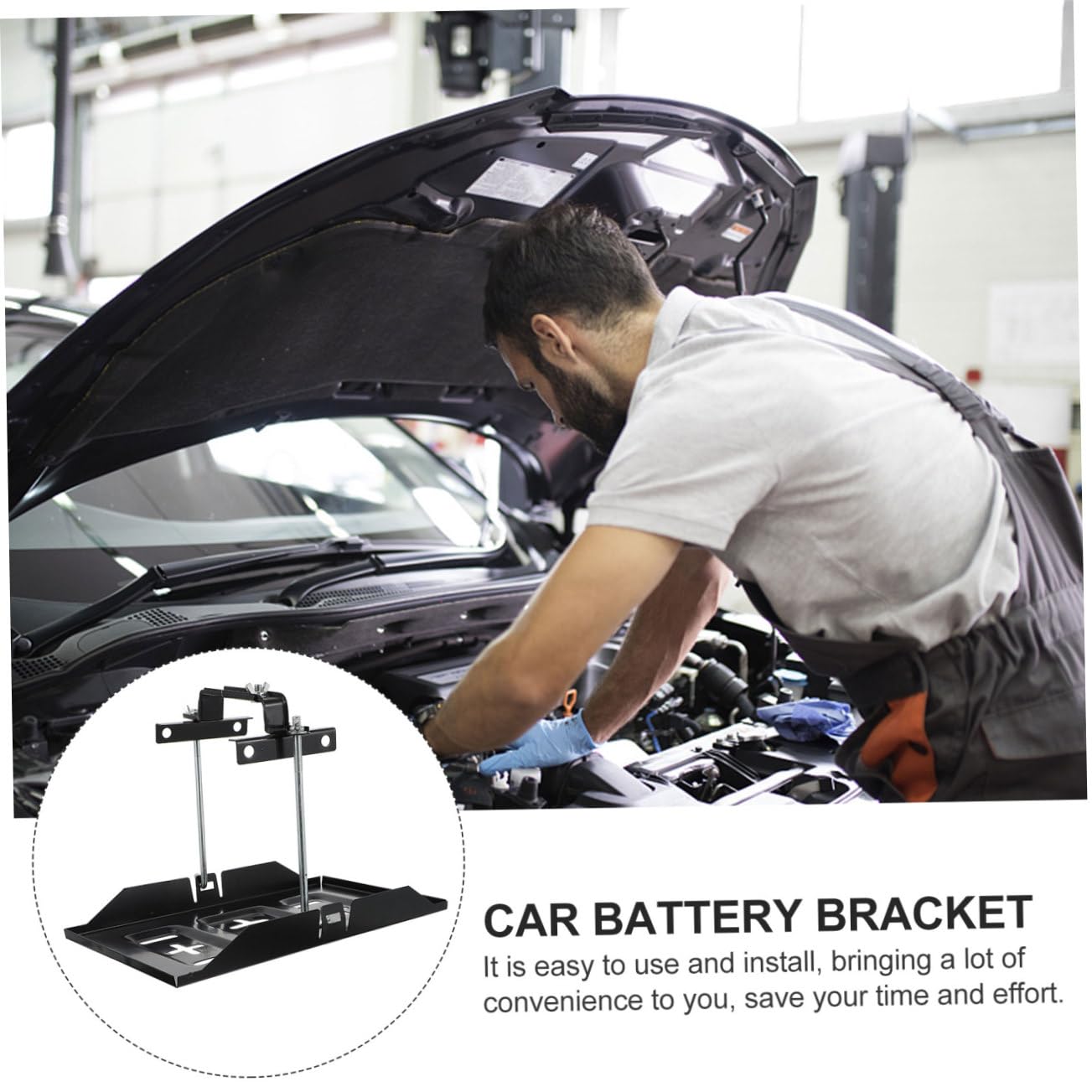 Fer Noir Support de Batterie de Voiture 1 Set, Fixation