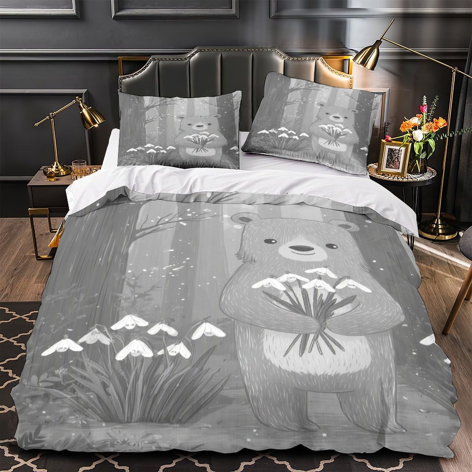 Housse de couette dinosaure hypoallergénique et respirante en microfibre douce pour lit double