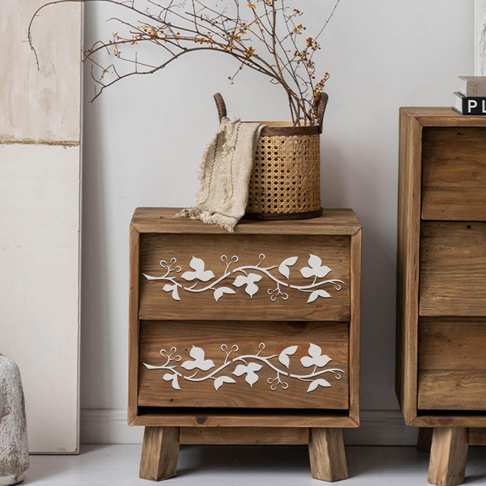 Paquete de 12 plantillas de hojas de vid, plantillas de dibujo para manualidades, plantillas reutilizables para pintar en madera, pared, tela, lienzo, muebles, decoración del hogar (vid)