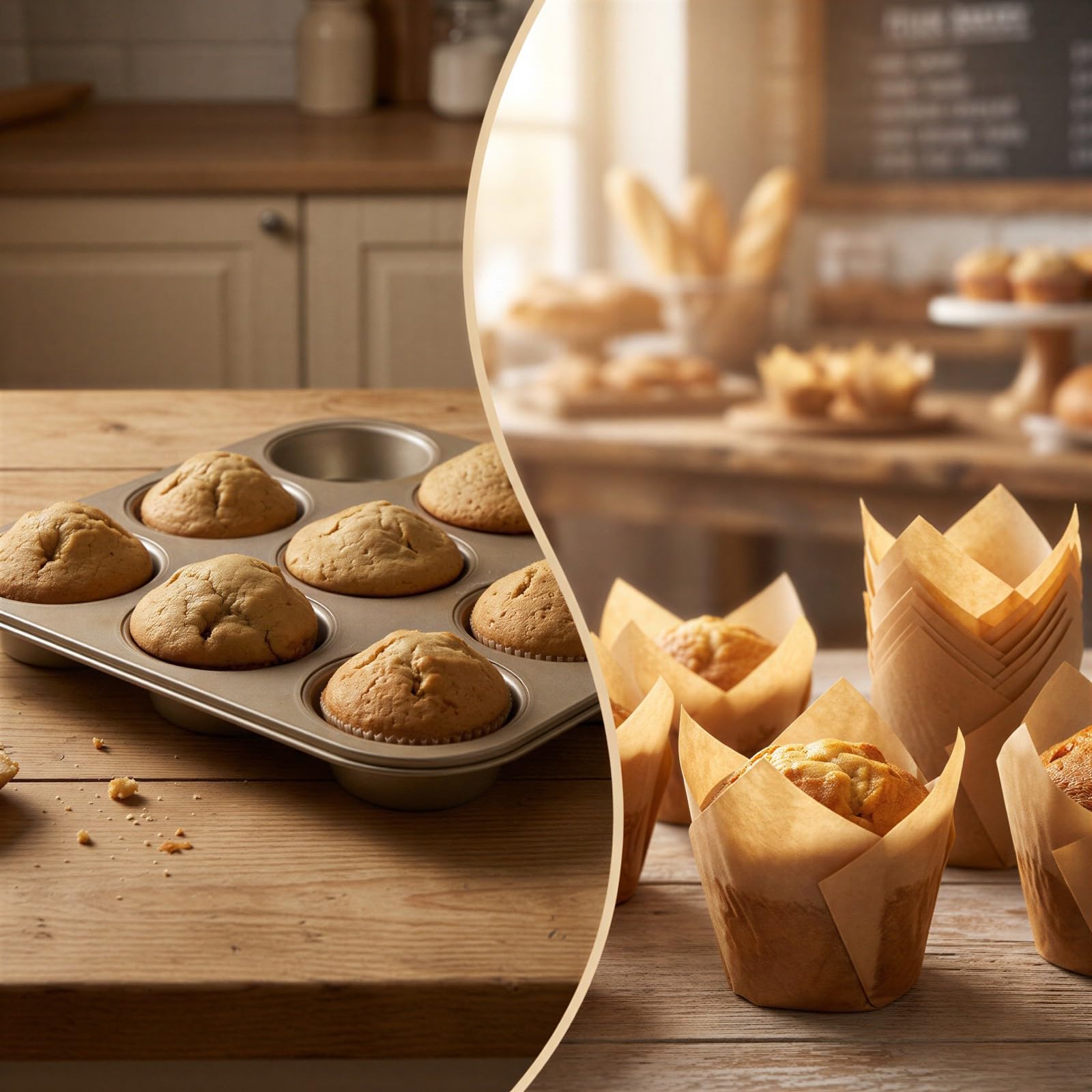 300 Stk. Muffinförmchen aus Backpapier, fettabweisend, Jumbo Cupcake-Liner im Blütenblatt-Design, hitzebeständig für Kuchen, Muffins und mehr, für Zuhause und Gewerbe