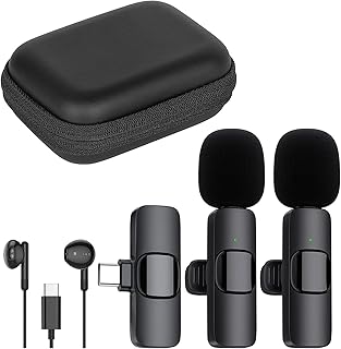 Lavalier Wireless Microphone for USB C Smartphone, 2.4GHz Wireless Microphone, Plug Play Lapel Microphone Wireless for Recording, Live Streaming, YouTube, TikTok, No Bluetooth or App, Microphone 【2