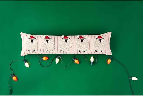 Miniatura 2 de Mud Pie Farm Christmas - Almohada larga de oveja, 9 x 35 pulgadas, color blancorojo