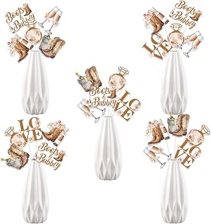 Jollyboom Boots and Bubbly Bridal Shower Decorations, 24pcs Boho Bridal Shower Table Centerpiece Stick Rustic Brown Floral Table Toppers for Western Cowgirl Bachelorette Wedding Engagement Party