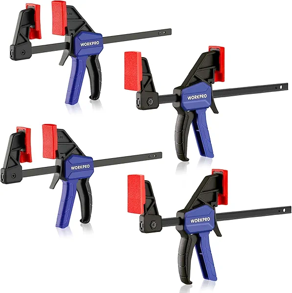 WORKPRO 6" Mini Bar Clamps for Woodworking, One-Handed Clamp/Spreader, Wood Clamps Set, Screw Change F Clamps with 50LBS Load Limit, 4 Pack 4 6" Mini