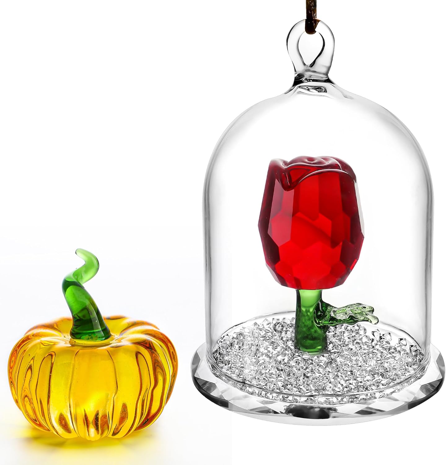 Hand Blown Glass Pumpkin Figurine Autumn Fall Decorations