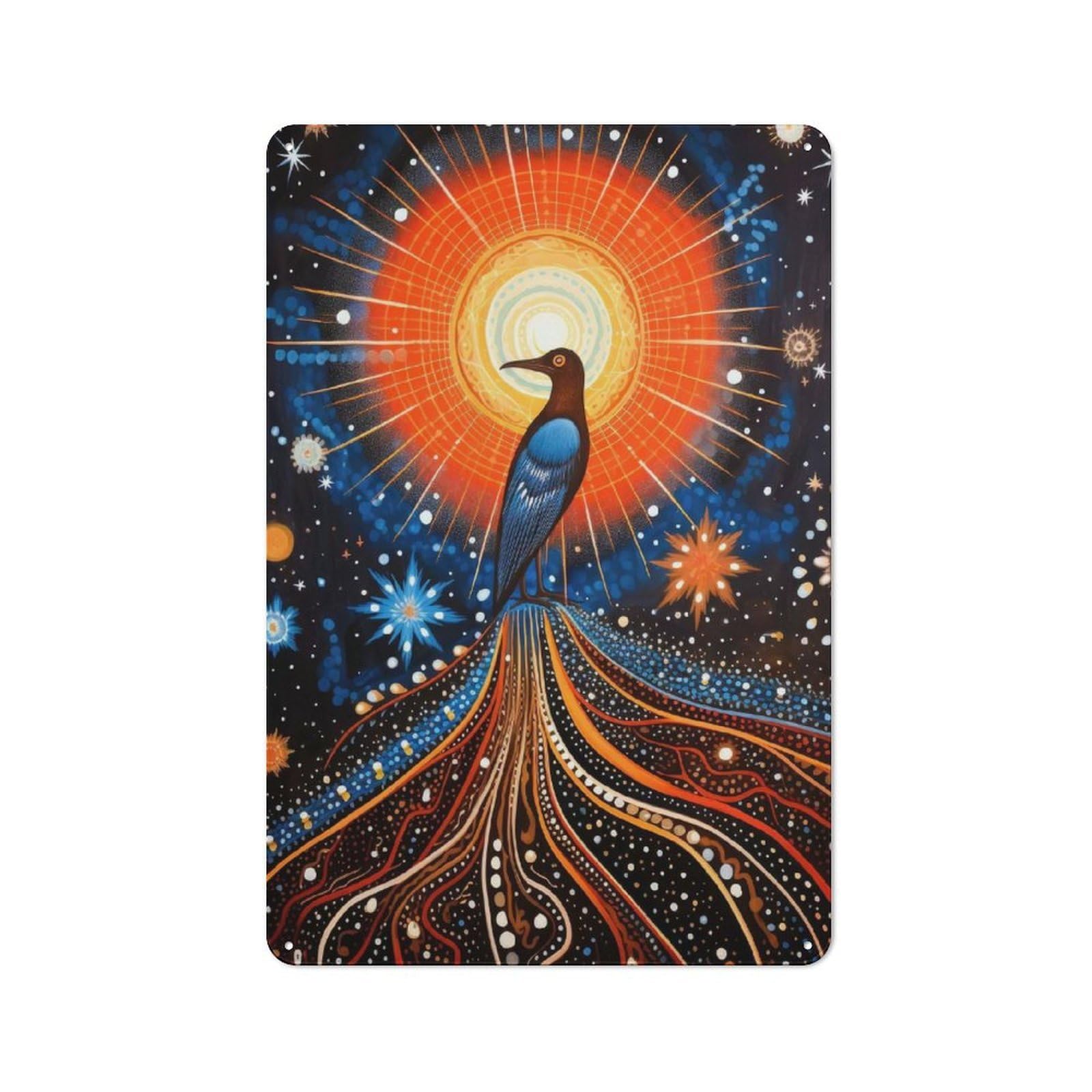 Junmoney Tribal Animal 5 The Bird Metal Sign 30X20cm With For Hallway Wall, Rustic Decor, For Furnishing A New Hallway With Rustic Decor