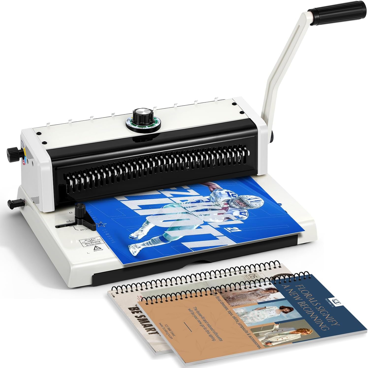 Wire Binding Machine, 34 Disengageable Pins, 3:1 Pitch, Punches 16 Sheets & Binds 120 Sheets, Metal Spiral Binder for A4/Letter/A5/B5, Coil Binder Machine for Office/School/Home (LRB-T598)