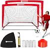 Portable Soccer Goals for Backyard, Kids Soccer Net Set of 2, 4' x 3' Indoor Pop Up Toddler Soccer Goal, Soccer Training Equipment for Kids and Youth, with 8 Soccer Training Cones, Soccer Ball