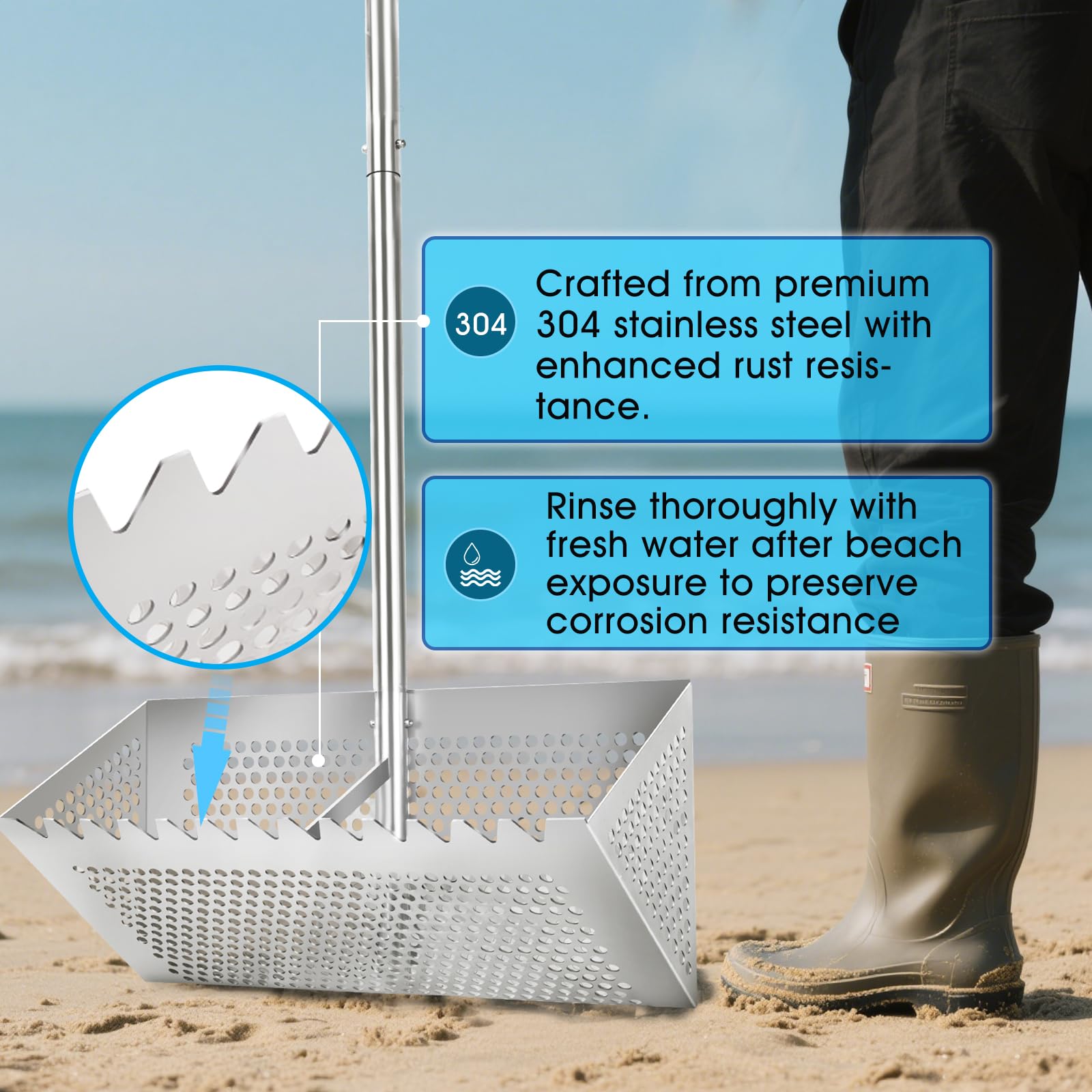 Lake Rake Sand Fleas Rake For Beach,Detachable 47