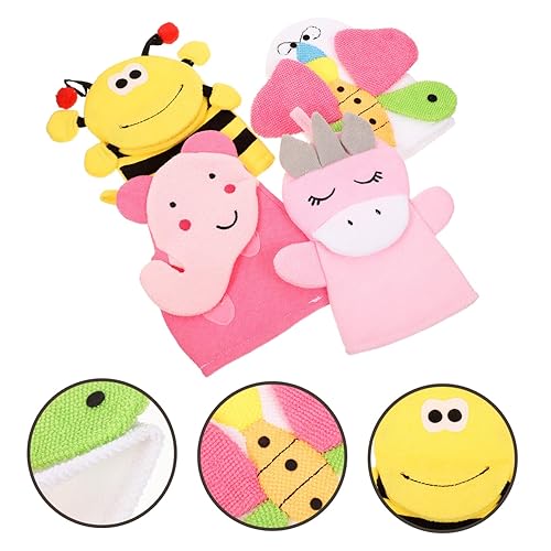 Miniatura 2 de 4 guantes de baño de dibujos animados, guantes exfoliantes suaves para el cuidado de la piel delicada, adecuados para baño (estilo aleatorio), 4
