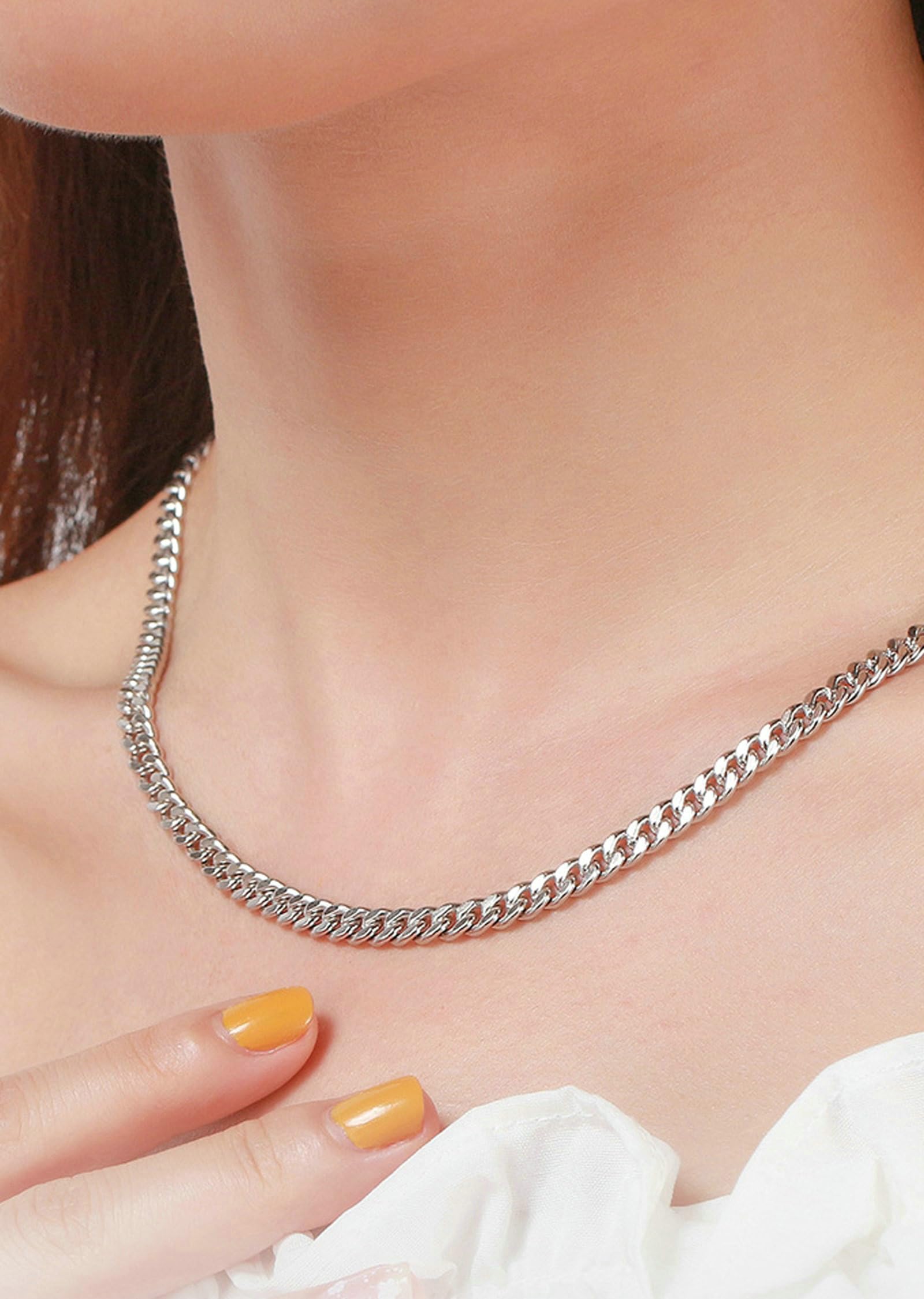 Collar De Cadena Plata Ley 925 Plata para Mujer Collar Cadena