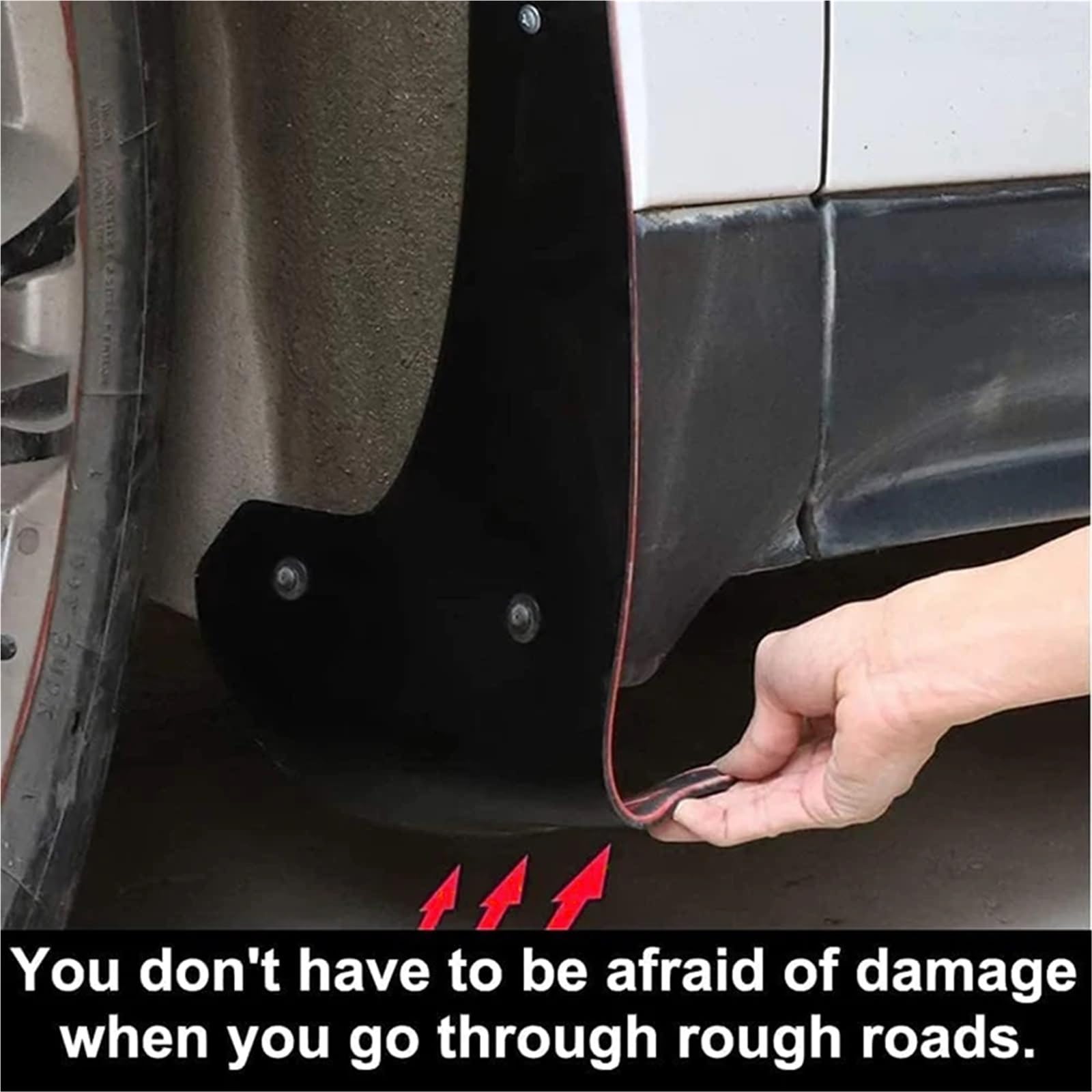 Paramanos Moto Guardamanos Guardabarros de Coche, Ruedas Delanteras y traseras, Guardabarros contra Salpicaduras, Tornillos para, Auto SUV | Mudguard Front Rear Wheels Splash Fender Guards Screws Auto SUV(4pcs Red)