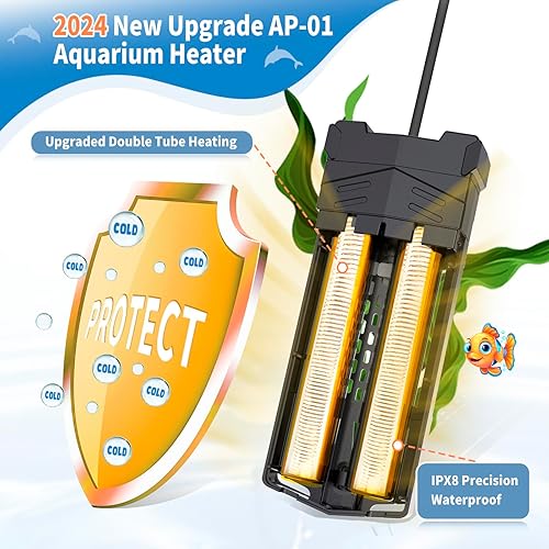 Miniatura 5 de HiTauing Calentador de acuario de 300 W500 W800 W1000 W, calentador de tanque de peces con chip IC inteligente y controlador de sistema PID, sonda