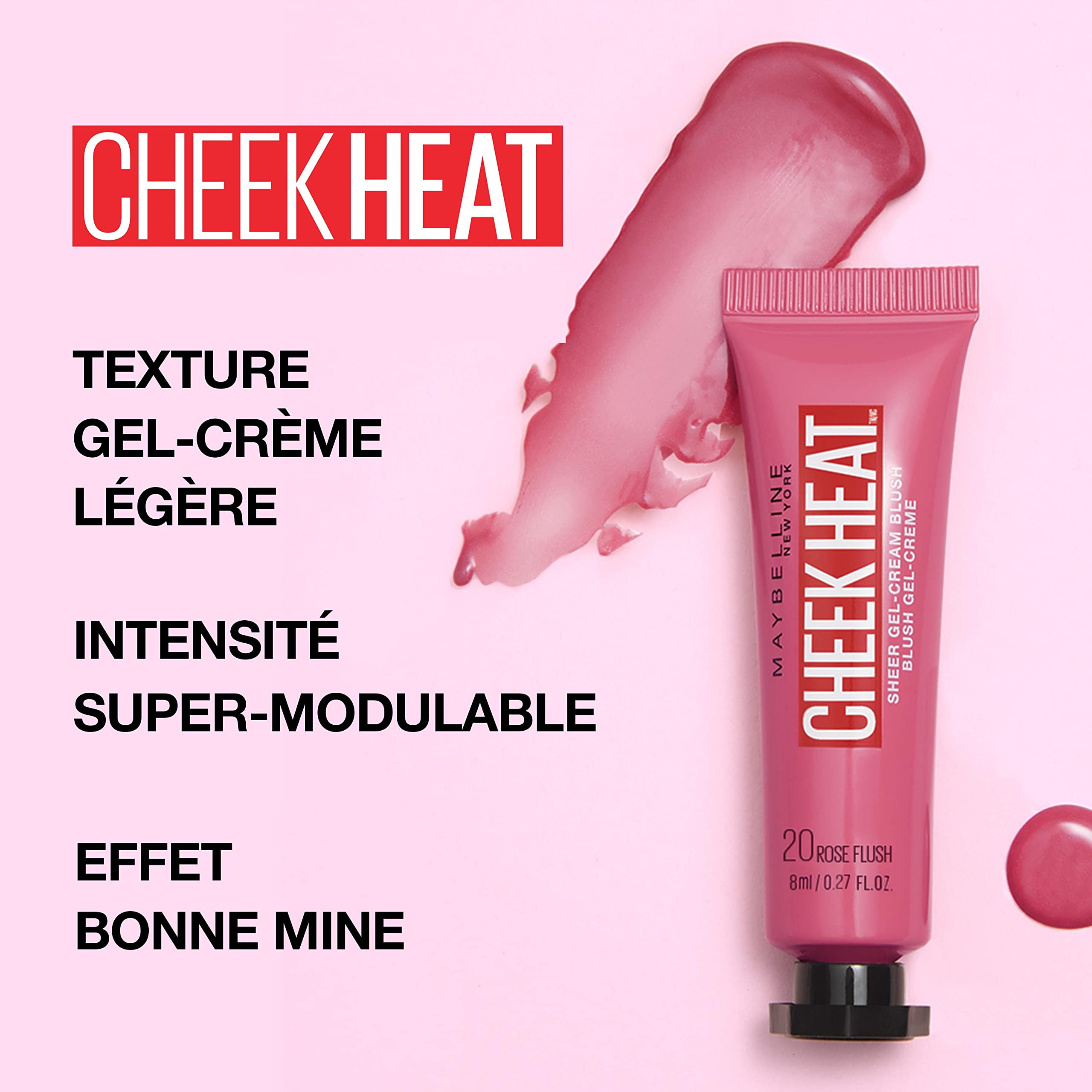 Maybelline Cheek Heat Blush Róż do Policzków, 15 Nude Burn, 10 ml