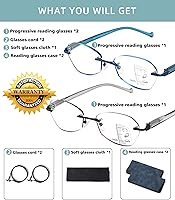 Vista 7 de Multifocus Gafas de lectura para mujer, progresivas, multifocales, sin marco, sin línea, lector bifocal, luz azul, diseño de computadora, lentes