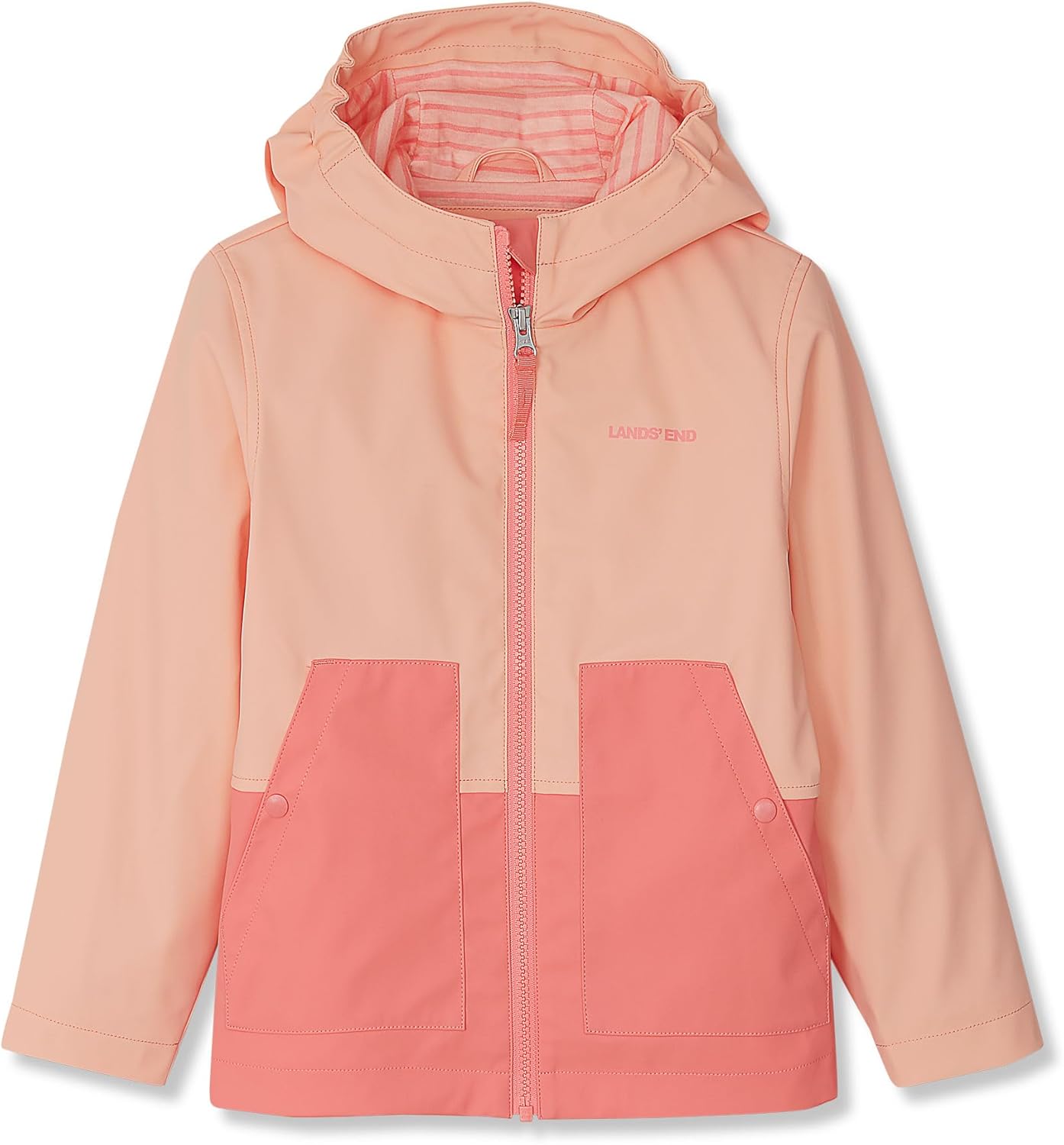 Lands' End Kids Water Resistant Hooded Slicker Rain Jacket