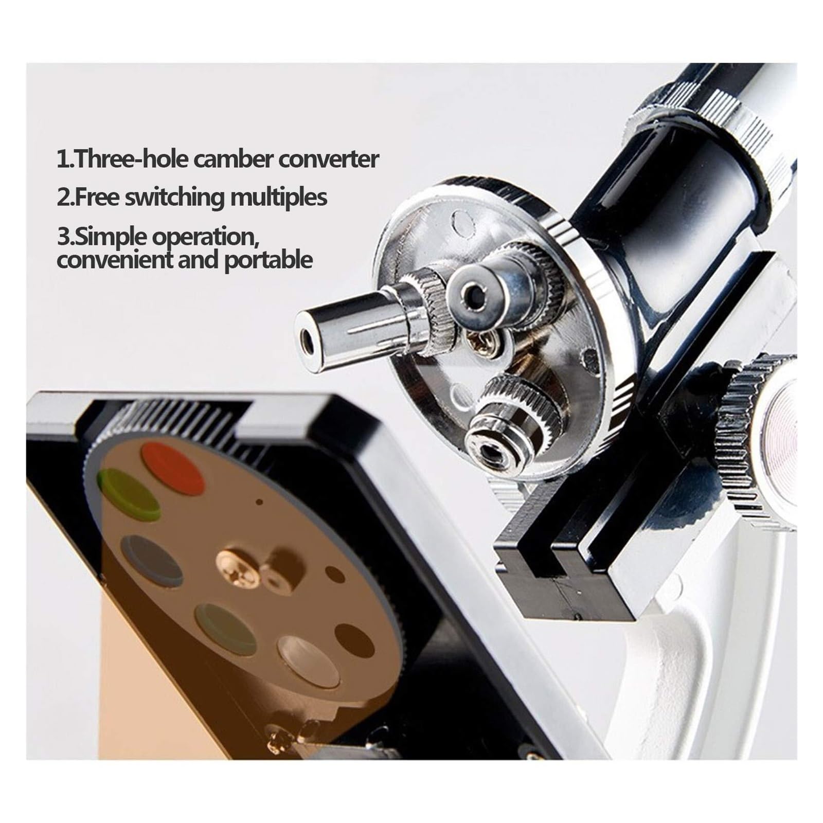 Kit de microscopio para niños, microscopio compuesto portátil, sistema de fuente de luz dual, alta definición