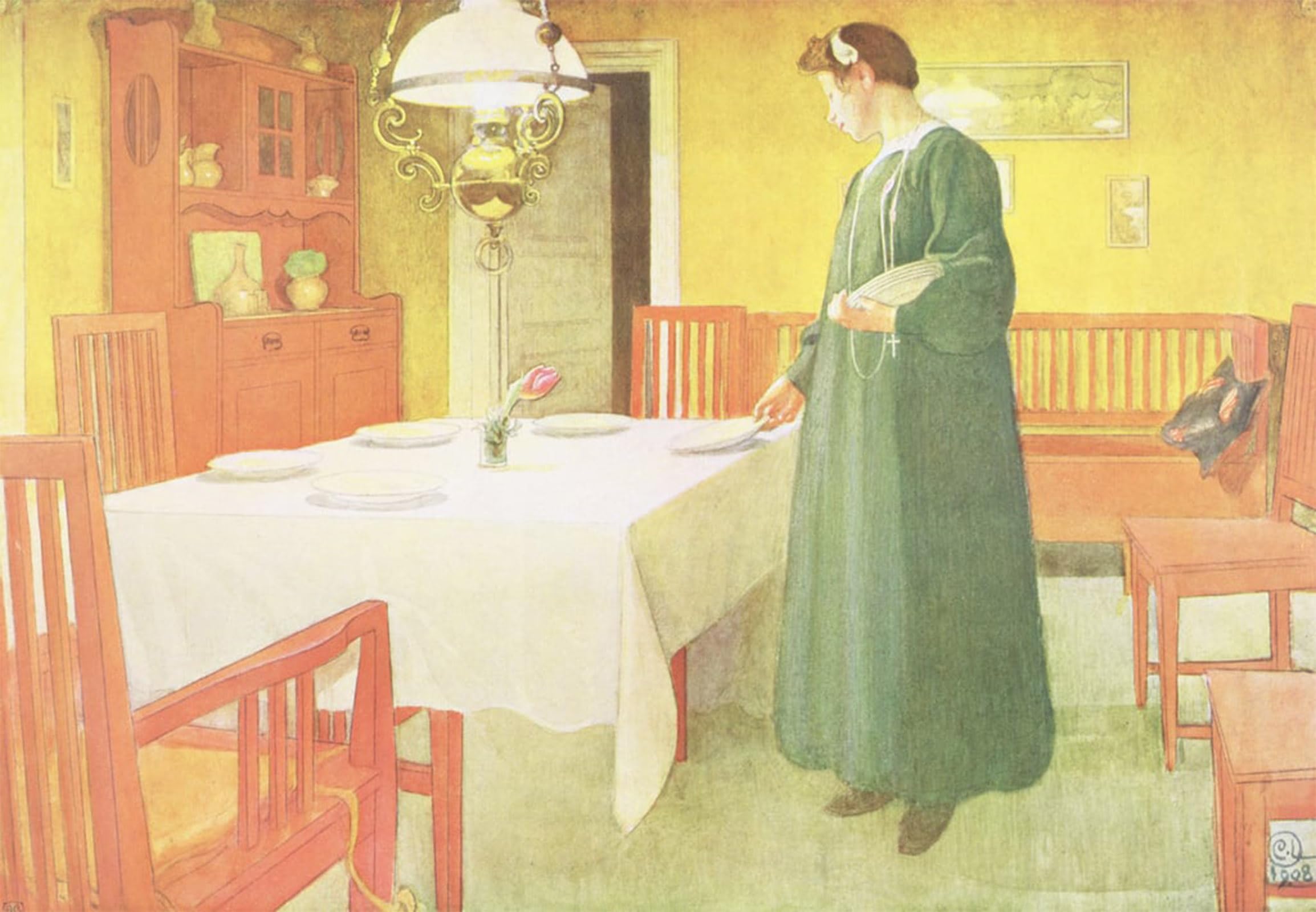 POSTERIIk Vintage Classic Picture Landscape Artwork School household, dining room scene by Carl Larsson Portrait Canvas Painting for Office Home Decor 60x90cm