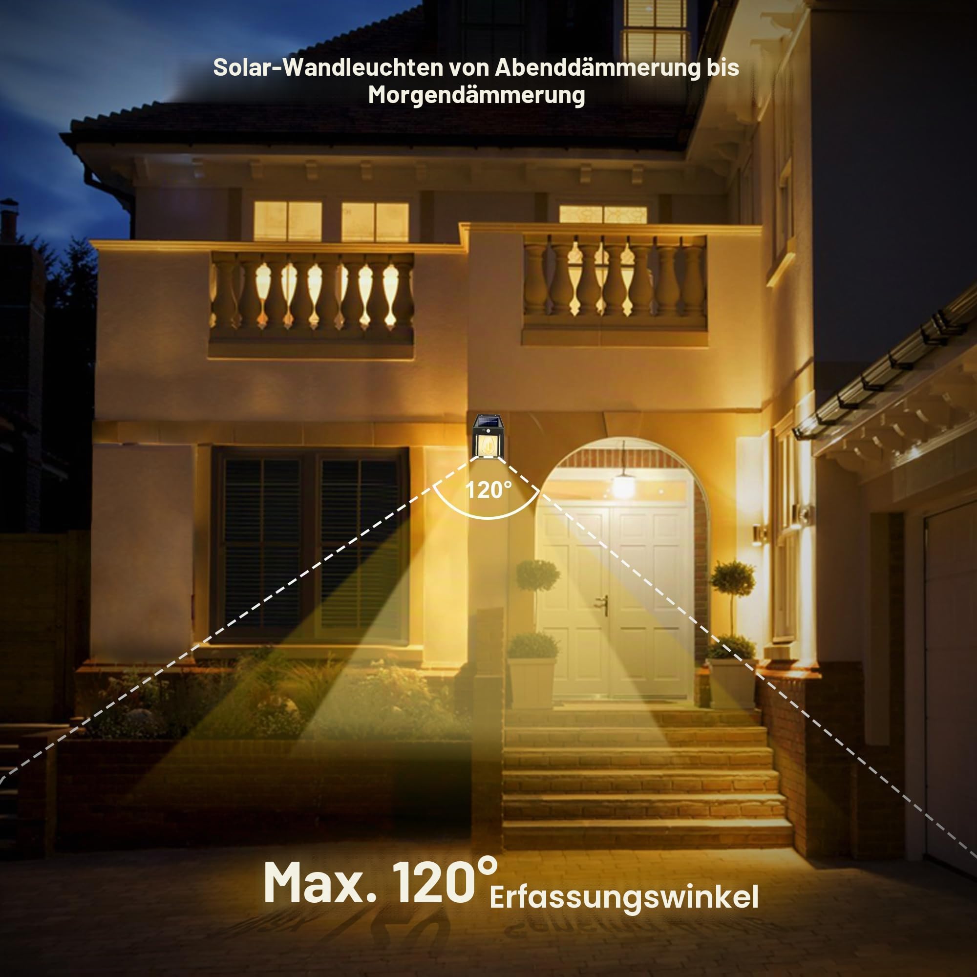 Flacchi Solarlampen für Außen mit Bewegungsmelder Warmweiß 4 Stück – Ansicht 7