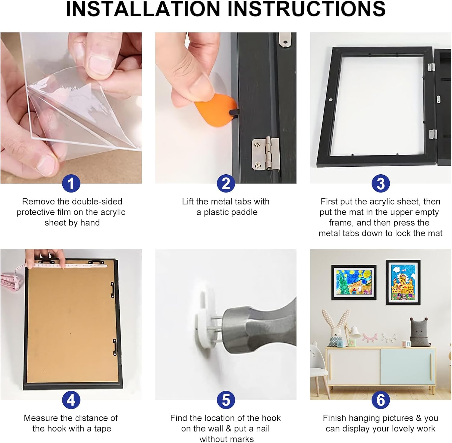 Upgrade Kids Art Frames, Front Opening Kids Artwork Frames Changeable, Artwork Display Storage Frame for Wall, for 3D Picture, Crafts, Hanging Art, Portfolio (black, 12X16)