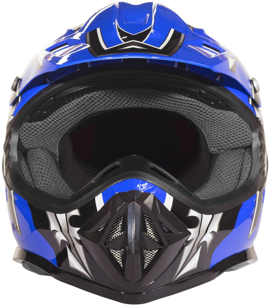 black and blue motocross helmet