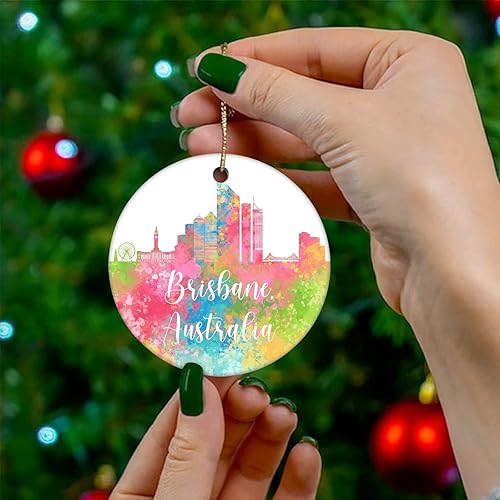 Vista 12 de Two-Side Printed Australia-Canberra Ceramic Christmas Ornament, Novelty for Family Friends Kids, Colorful City Painting Christmas Keepsake Pendants